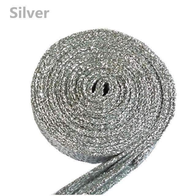 1 pair Shiny Gold and Silver thread Sport Sneakers Flat Shoelaces Bootlaces Shoe laces Strings-Silver-JadeMoghul Inc.