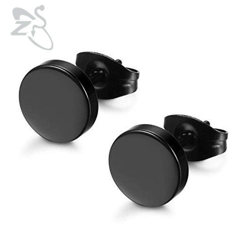 1 Pair Stainless Steel Ear Studs Earrings Black Plated Round Shaped with Butterfly Clasp Push Back Earrings Women Men Earrings-10mm-Black-JadeMoghul Inc.