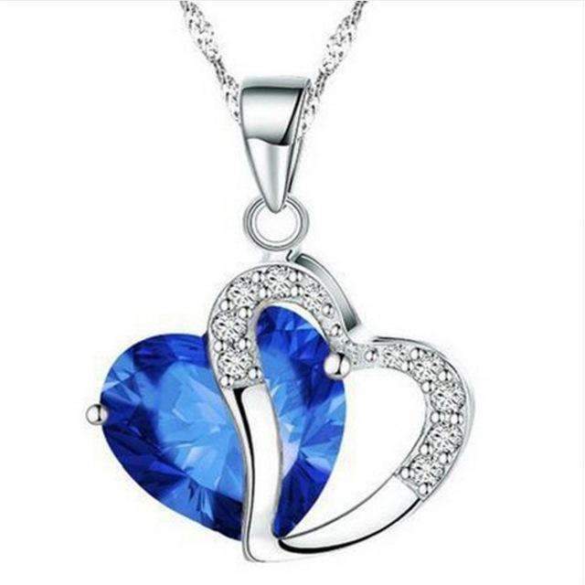 1 PC 7 Colors Top Fashion Class Women Girls Lady Heart Crystal pendentif amethyste Maxi Statement Pendant Necklace NEW Jewelry-Deep Blue-JadeMoghul Inc.