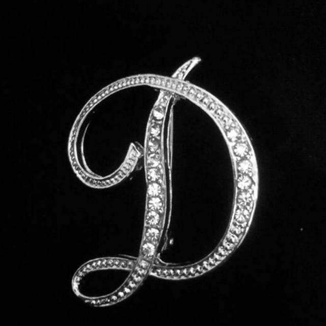 1 PC A To Z 26 Letters Design Brooches Pins English Letter Personality Brooches with Crystal-D-JadeMoghul Inc.