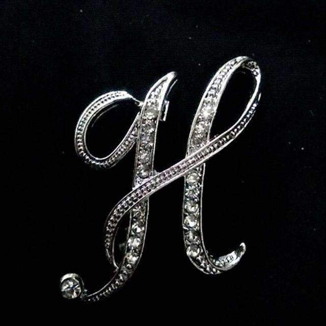 1 PC A To Z 26 Letters Design Brooches Pins English Letter Personality Brooches with Crystal-H-JadeMoghul Inc.