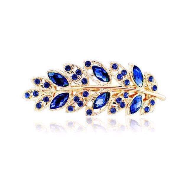 1 PC Beauty Women Fashion Hair Clip Leaf Crystal Rhinestone Barrette Hairpin Headband hair accessories 5 colors Free shipping-Blue-JadeMoghul Inc.