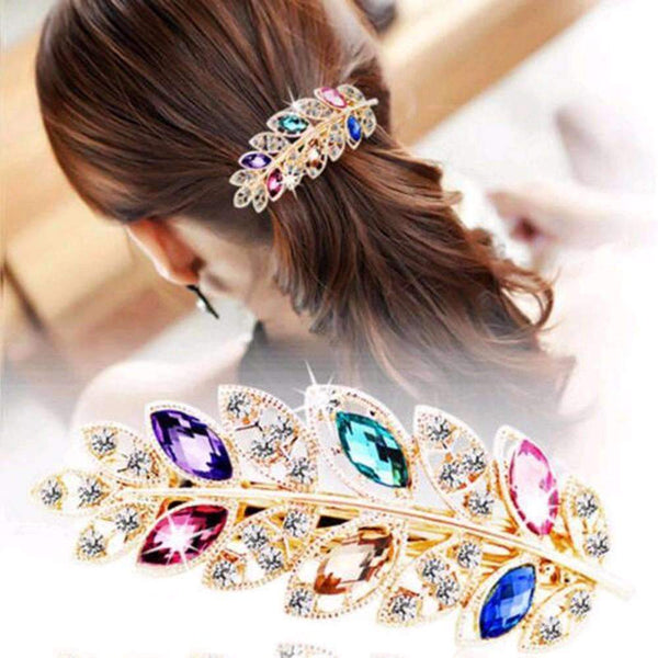 1 PC Beauty Women Fashion Hair Clip Leaf Crystal Rhinestone Barrette Hairpin Headband hair accessories 5 colors Free shipping-Blue-JadeMoghul Inc.
