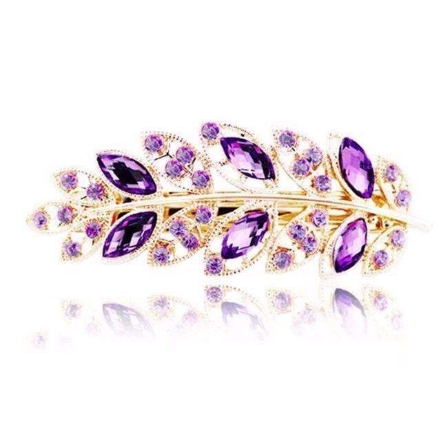 1 PC Beauty Women Fashion Hair Clip Leaf Crystal Rhinestone Barrette Hairpin Headband hair accessories 5 colors Free shipping-Purple-JadeMoghul Inc.