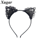 1 Pc Black Lace Cat Ears Headband For Women Girls Hairband Dance Party Sexy Boutique Headwear Hair Accessories--JadeMoghul Inc.