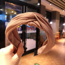 1 PC Knot Cross Tie Solid Fashion Velvet Hair Band Headband Girls Bow Hoop Hair Accessories Twist Headband Headdress for Women AExp