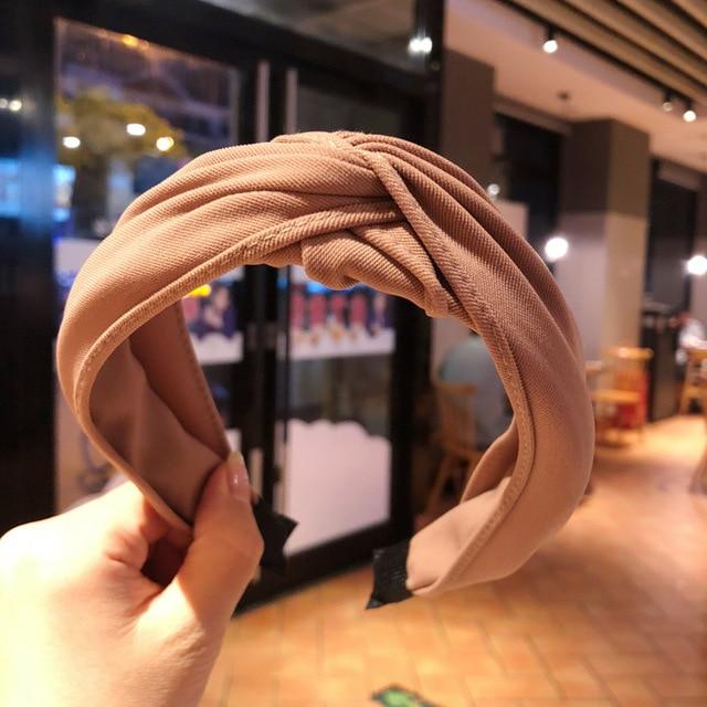 1 PC Knot Cross Tie Solid Fashion Velvet Hair Band Headband Girls Bow Hoop Hair Accessories Twist Headband Headdress for Women AExp