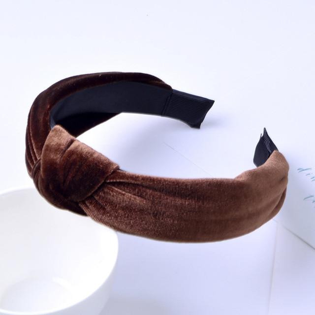 1 PC Knot Cross Tie Solid Fashion Velvet Hair Band Headband Girls Bow Hoop Hair Accessories Twist Headband Headdress for Women AExp
