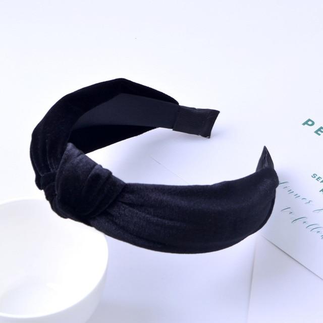 1 PC Knot Cross Tie Solid Fashion Velvet Hair Band Headband Girls Bow Hoop Hair Accessories Twist Headband Headdress for Women AExp