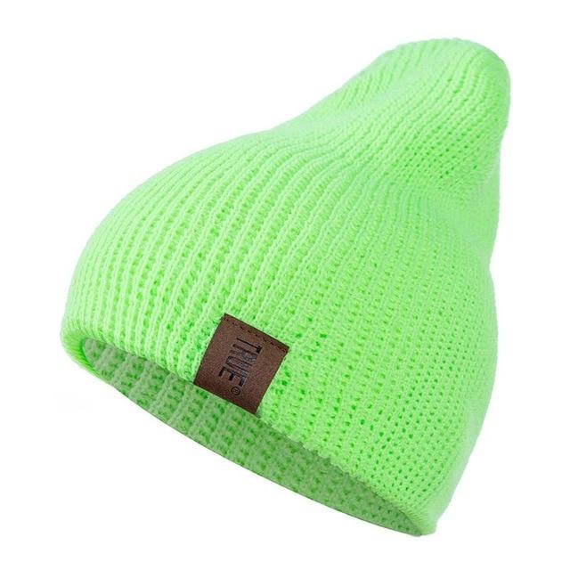 1 Pcs Hat PU Letter True Casual Beanies for Men Women Warm Knitted Winter Hat Fashion Solid Hip-hop Beanie Hat Unisex Cap AExp