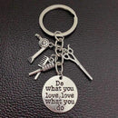 1 piece hairdresser keychain comb hair dryer scissors key chain alloy keychain women men jewelry barber gift AExp