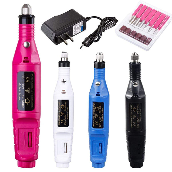 1 Set 6 Bits Nail Art Drill File UV Gel Remove Sanding Buffer Pedicure Electric Machine Drills Professional Nail Art Tools Kit AExp