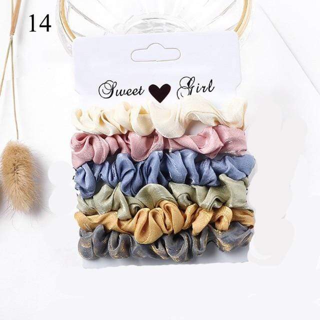 1 Set Scrunchies Hair Ring Candy Color Hair Ties Rope Autumn Winter Women Ponytail Hair Accessories 4-6Pcs Girls Hairbands Gifts AExp