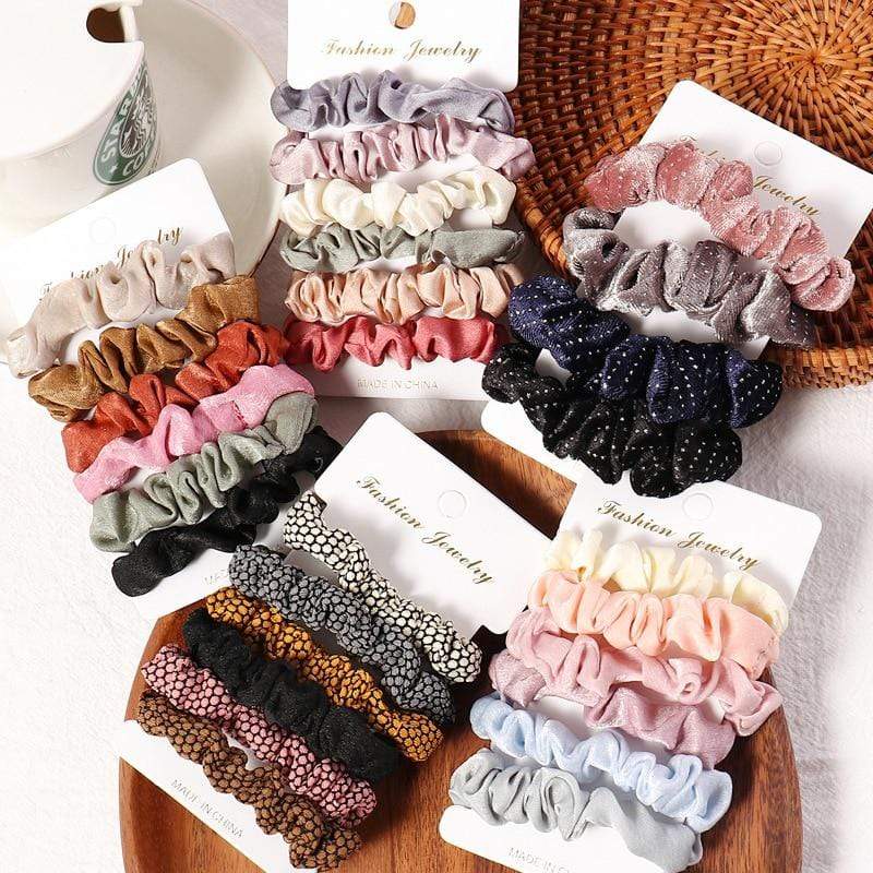 1 Set Scrunchies Hair Ring Candy Color Hair Ties Rope Autumn Winter Women Ponytail Hair Accessories 4-6Pcs Girls Hairbands Gifts AExp