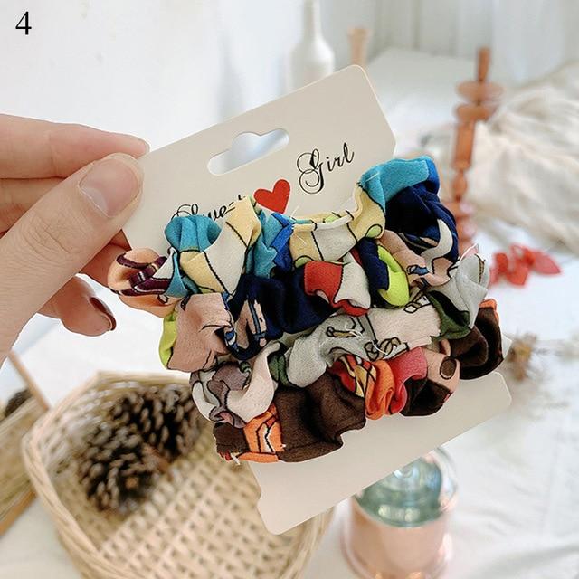 1 Set Scrunchies Hair Ring Candy Color Hair Ties Rope Autumn Winter Women Ponytail Hair Accessories 4-6Pcs Girls Hairbands Gifts AExp