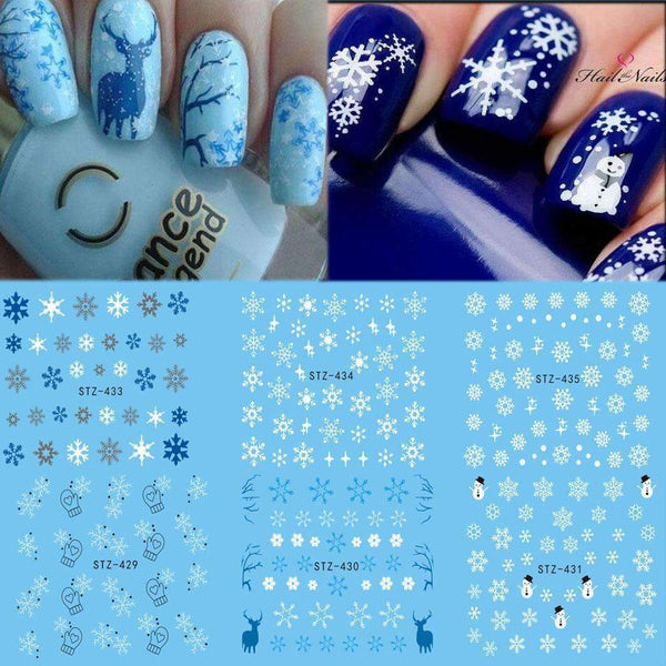 1 Sheet Water Nail Sticker Christmas Design Temporary Tattoos Elk/Snow Flowers/Owl Pattern Transfer Beauty Nail Art TRSTZ429-439-STZ429-JadeMoghul Inc.