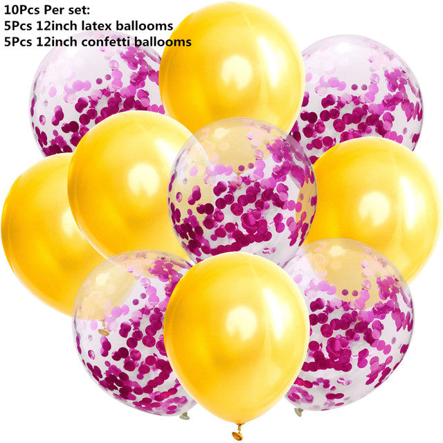 10/14pcs Mixed Metallic Balloons Heart Star Gold Confetti Balloon Birthday Party Decorate Kids Adult Air Balls Wedding Globos