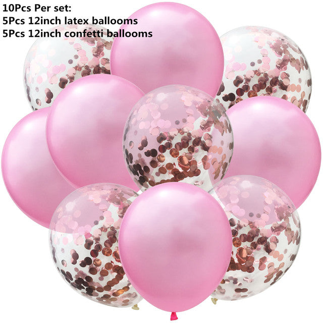 10/14pcs Mixed Metallic Balloons Heart Star Gold Confetti Balloon Birthday Party Decorate Kids Adult Air Balls Wedding Globos