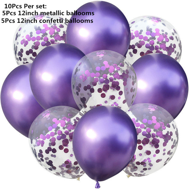 10/14pcs Mixed Metallic Balloons Heart Star Gold Confetti Balloon Birthday Party Decorate Kids Adult Air Balls Wedding Globos