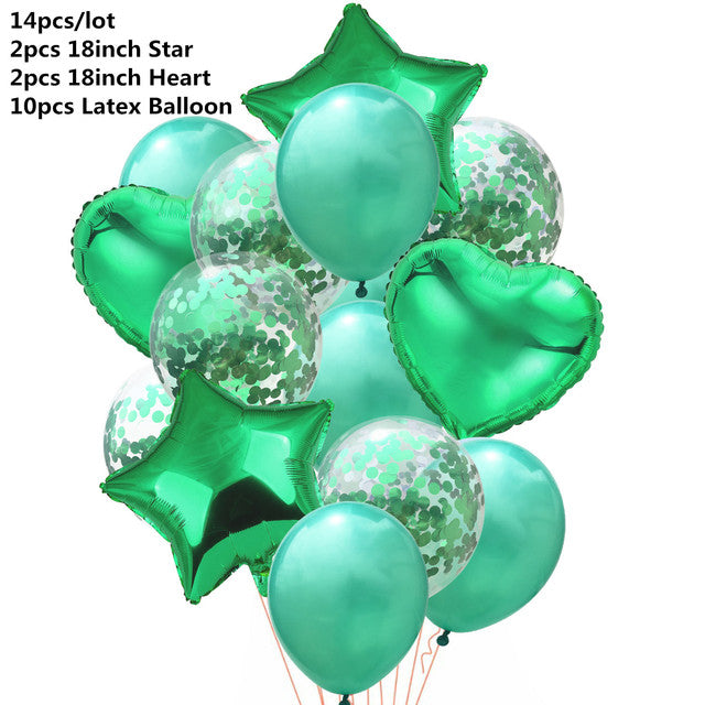 10/14pcs Mixed Metallic Balloons Heart Star Gold Confetti Balloon Birthday Party Decorate Kids Adult Air Balls Wedding Globos
