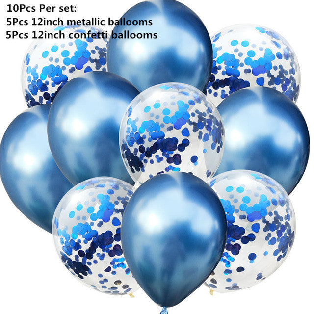 10/14pcs Mixed Metallic Balloons Heart Star Gold Confetti Balloon Birthday Party Decorate Kids Adult Air Balls Wedding Globos