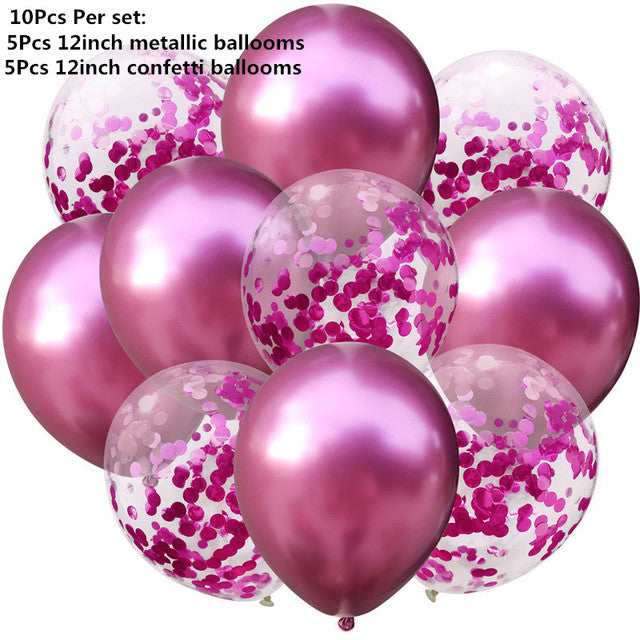 10/14pcs Mixed Metallic Balloons Heart Star Gold Confetti Balloon Birthday Party Decorate Kids Adult Air Balls Wedding Globos
