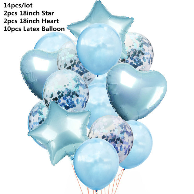 10/14pcs Mixed Metallic Balloons Heart Star Gold Confetti Balloon Birthday Party Decorate Kids Adult Air Balls Wedding Globos