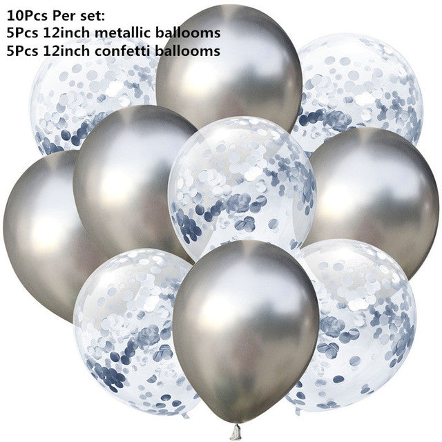 10/14pcs Mixed Metallic Balloons Heart Star Gold Confetti Balloon Birthday Party Decorate Kids Adult Air Balls Wedding Globos