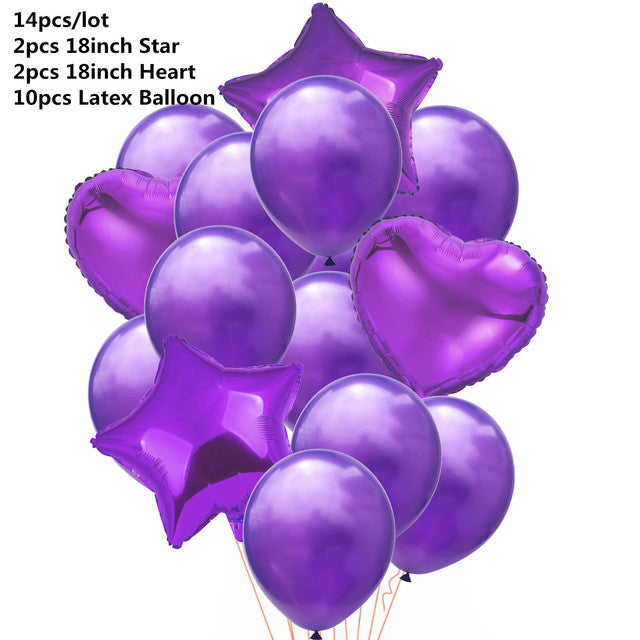 10/14pcs Mixed Metallic Balloons Heart Star Gold Confetti Balloon Birthday Party Decorate Kids Adult Air Balls Wedding Globos
