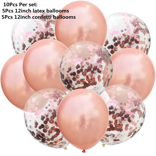 10/14pcs Mixed Metallic Balloons Heart Star Gold Confetti Balloon Birthday Party Decorate Kids Adult Air Balls Wedding Globos