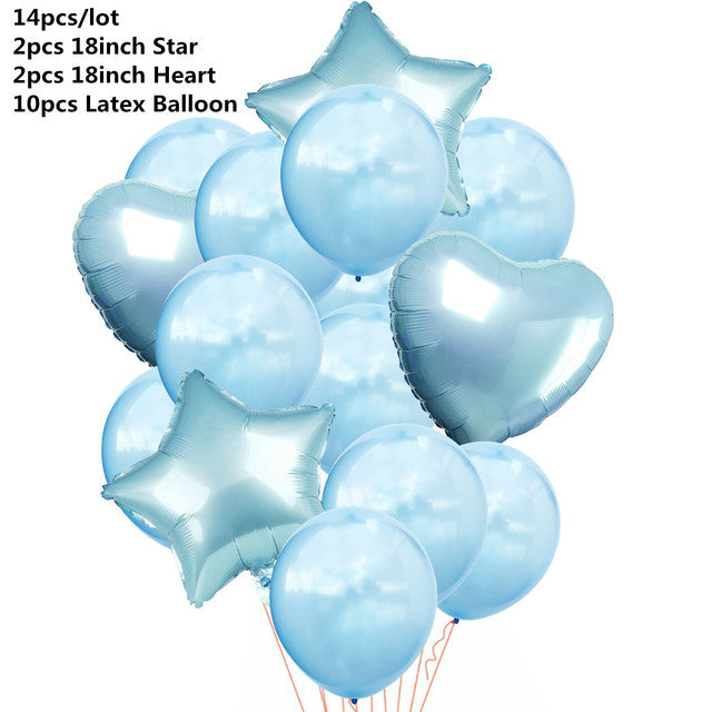 10/14pcs Mixed Metallic Balloons Heart Star Gold Confetti Balloon Birthday Party Decorate Kids Adult Air Balls Wedding Globos