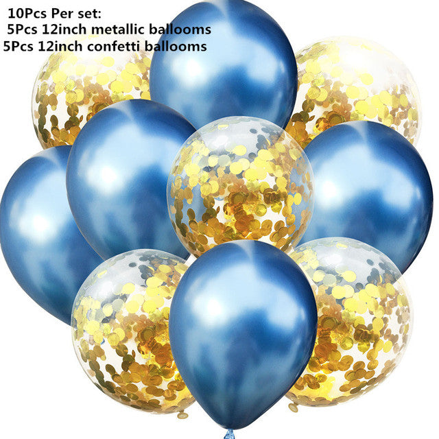 10/14pcs Mixed Metallic Balloons Heart Star Gold Confetti Balloon Birthday Party Decorate Kids Adult Air Balls Wedding Globos