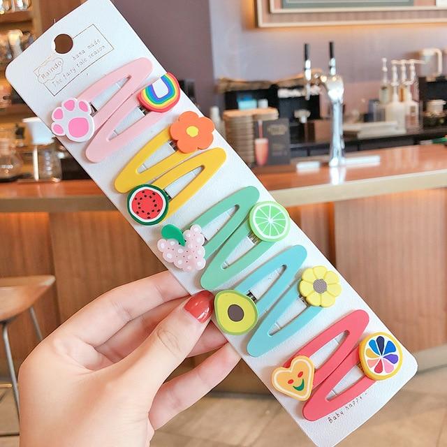 10/15 Pcs/Set Girls Cute Cartoon Animals Fruit 5 cm Hairpins Children Lovely Hair Clips Barrettes Headband Kids Hair Accessories AExp