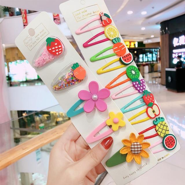 10/15 Pcs/Set Girls Cute Cartoon Animals Fruit 5 cm Hairpins Children Lovely Hair Clips Barrettes Headband Kids Hair Accessories AExp