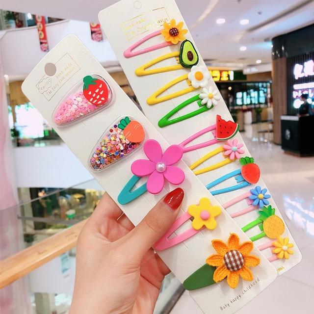 10/15 Pcs/Set Girls Cute Cartoon Animals Fruit 5 cm Hairpins Children Lovely Hair Clips Barrettes Headband Kids Hair Accessories AExp
