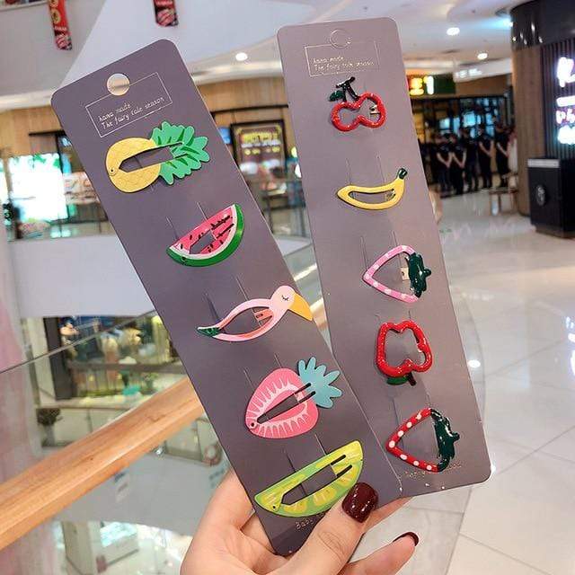 10/15 Pcs/Set Girls Cute Cartoon Animals Fruit 5 cm Hairpins Children Lovely Hair Clips Barrettes Headband Kids Hair Accessories AExp