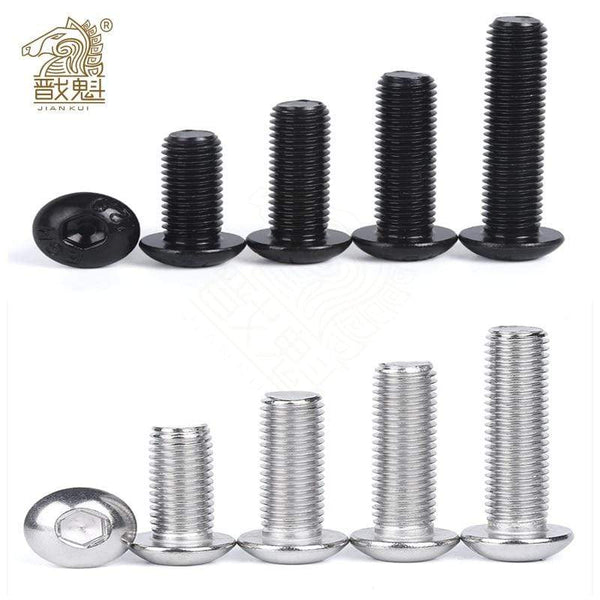 10/50pcs M2 M2.5 M3 M4 M5 M6 304 A2-70 Stainless Steel Black grade 10.9 ISO7380 Hexagon Hex Socket Head Button Allen Bolt Screw JadeMoghul Inc. 