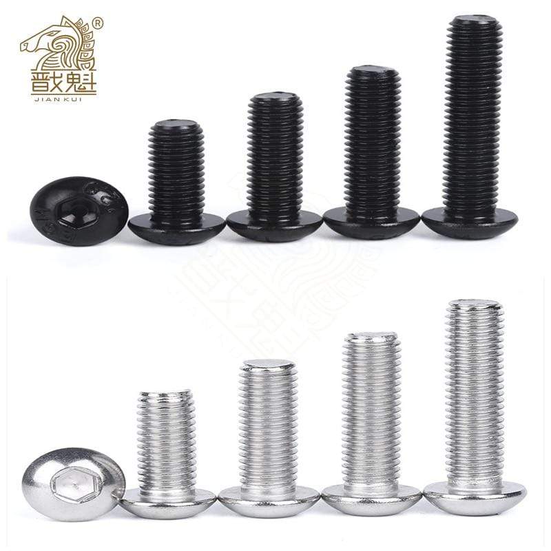 10/50pcs M2 M2.5 M3 M4 M5 M6 304 A2-70 Stainless Steel Black grade 10.9 ISO7380 Hexagon Hex Socket Head Button Allen Bolt Screw JadeMoghul Inc. 