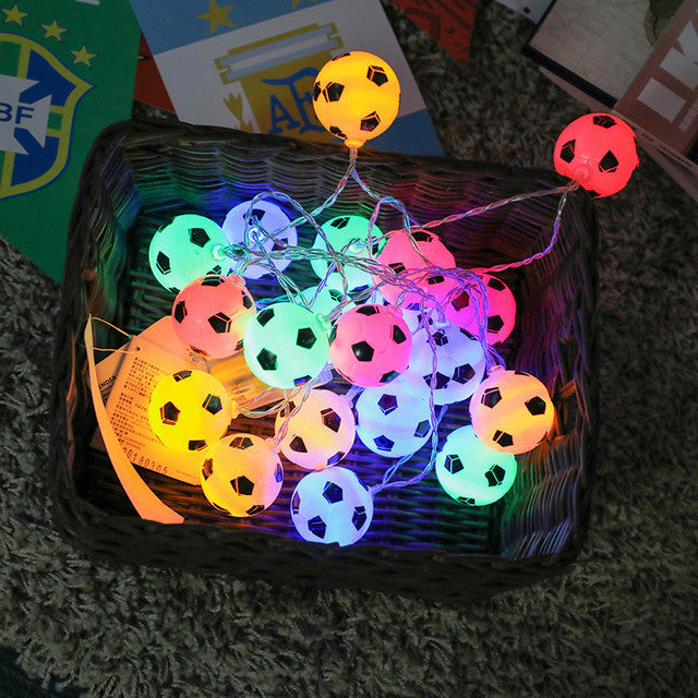 10 LEDs Football String Lights DIY Soccer accessories Atmosphere for Bar Club Party Decoration Fans Supplies World Cup