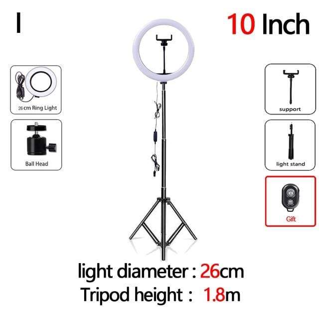 10 inch LED Ring Light Photographic Selfie Ring Light with tripod for Smartphone Youtube Makeup Video Studio Tripod aro de luz AExp