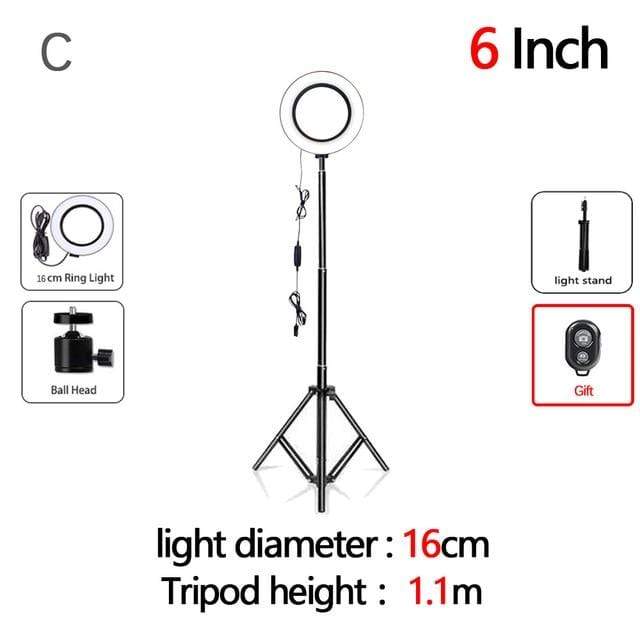 10 inch LED Ring Light Photographic Selfie Ring Light with tripod for Smartphone Youtube Makeup Video Studio Tripod aro de luz AExp