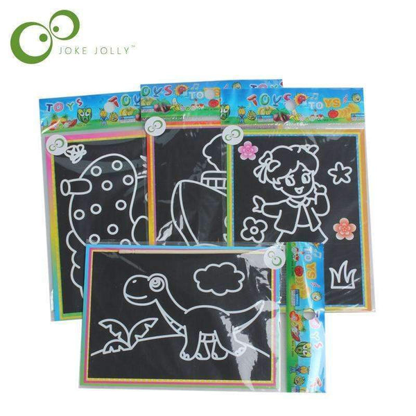 10 pcs 13x 9.8cm Scratch Art Paper Magic Painting Paper with Drawing Stick For Kids Toy Colorful Drawing Toys-mix for boy-JadeMoghul Inc.