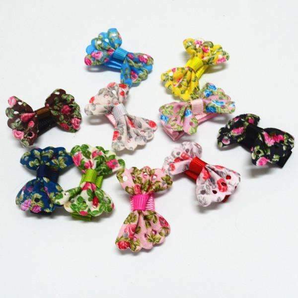 10 Pcs/ Lot Small Mini Bow Hairgrips Sweet Girls Solid Dot/ Stripe Printing Whole Wrapped Safety Hair Clips Kids Hairpins-SP lace-JadeMoghul Inc.