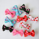 10 Pcs/ Lot Small Mini Bow Hairgrips Sweet Girls Solid Dot/ Stripe Printing Whole Wrapped Safety Hair Clips Kids Hairpins-SP small Cherry-JadeMoghul Inc.