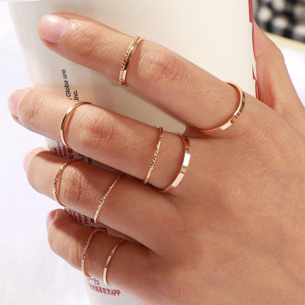 10 Pcs/Set 2020 Fashion Simple Design anillos Vintage Gold Silver Color Joint Rings Sets for Women Jewelry Korean Version Joint AExp