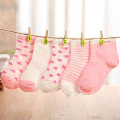 10 pieces/lot=5pair Cotton Baby Socks Newborn Floor Socks Girl and Boy Short Socks-Pink-Newborn-JadeMoghul Inc.