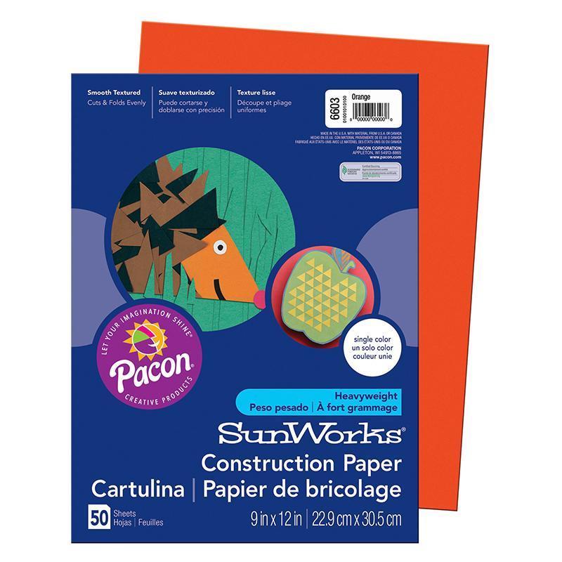 (10 PK) CONSTRUCTION PAPER ORANGE-Arts & Crafts-JadeMoghul Inc.