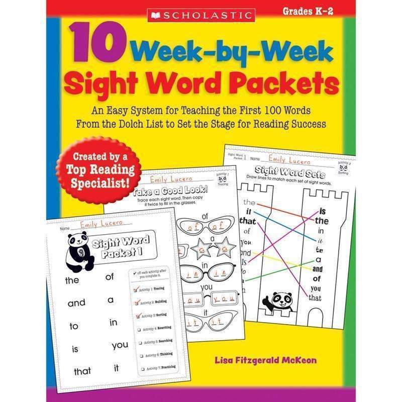 10 WEEK BY WEEK SIGHT WORD PACKETS-Learning Materials-JadeMoghul Inc.