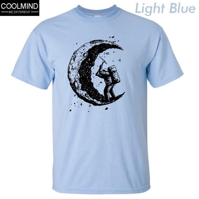 100% cotton digging the moon print casual mens o-neck t shirts fashion men's tops men T-shirt short sleeve men tshirt 2017-qianlan-XS-JadeMoghul Inc.