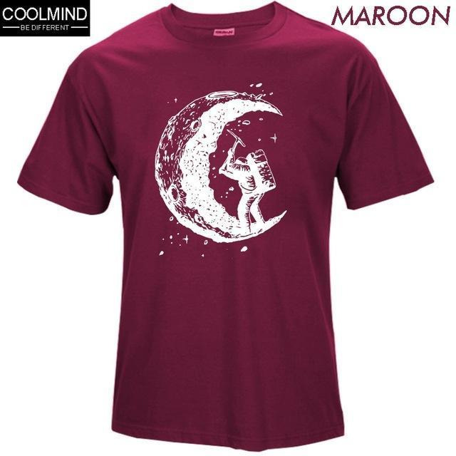 100% cotton digging the moon print casual mens o-neck t shirts fashion men's tops men T-shirt short sleeve men tshirt 2017-shenhong 1-XS-JadeMoghul Inc.